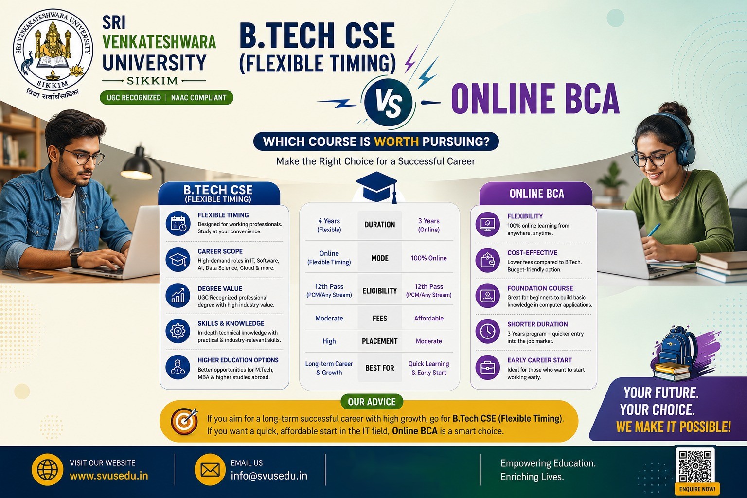 B.Tech CSE (Flexible Timing) vs Online BCA – Which Course Is Worth Pursuing?